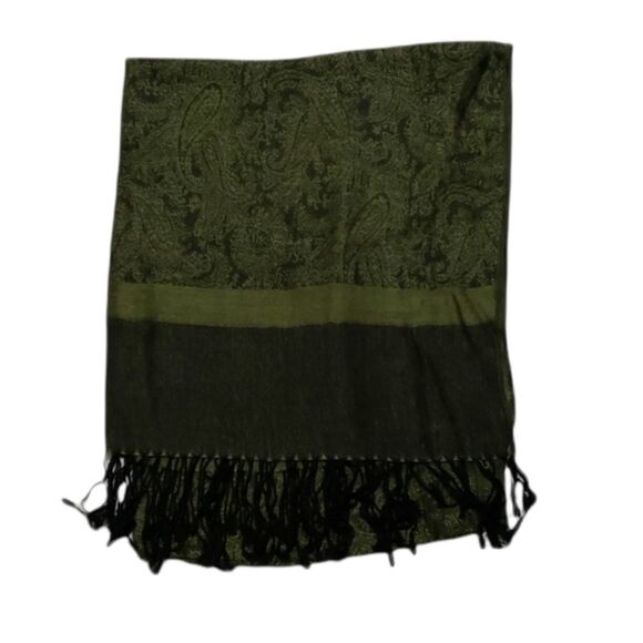 Paisley Scarf In Black And Green - Picture 1 of 1